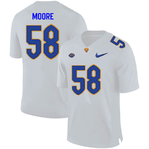 Men #58 Terrence Moore Pitt Panthers College Football Jerseys Sale-White